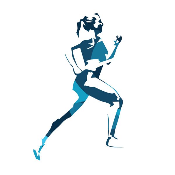 وکتور آبی انتزاعی زن در حال دویدن بدوید ورزش کنید عمل کنید