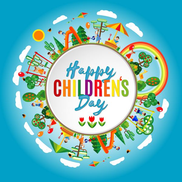 روز کودک مبارک وکتور پوستر روز جهانی کودکان پس زمینه کودکان