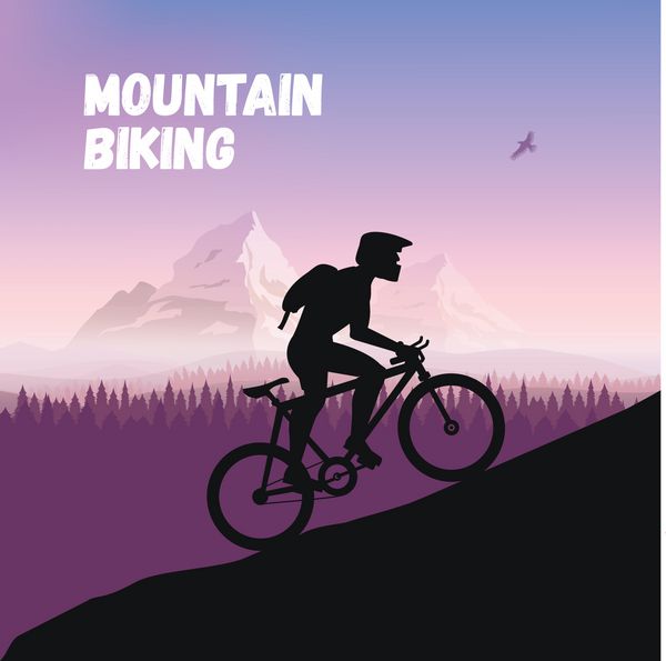 دوچرخه سوار در جاده ناهموار مسابقه دوچرخه سواری به کوه بروید وکتور طرح تخت سیلوئت دوچرخه سوار