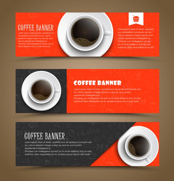 بنر قهوه را با یک فنجان قهوه طراحی کنید