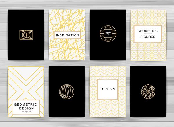 قالب کارت های خلاقانه مونوگرام با عناصر هندسی طراحی زیبا برای کافه رستوران هرالدیک جواهرات مد