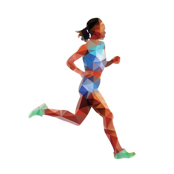 دویدن زن دونده شبح وکتور هندسی ورزش تابستانی