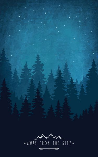 مناظر جنگلی شبح جنگل در آسمان شب نقل قول الهام بخش برای استراحت در فضای باز و تعطیلات خارج از شهر حیات وحش و طبیعت