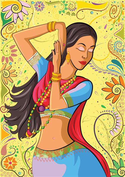زن سنتی هندی در حال رقصیدن
