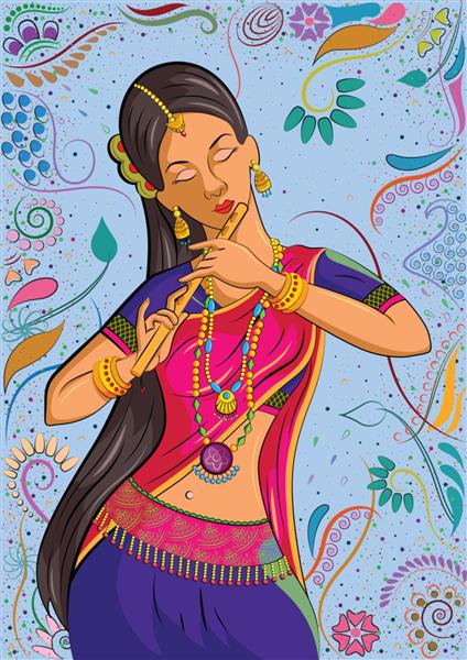 زن سنتی هندی در حال رقصیدن