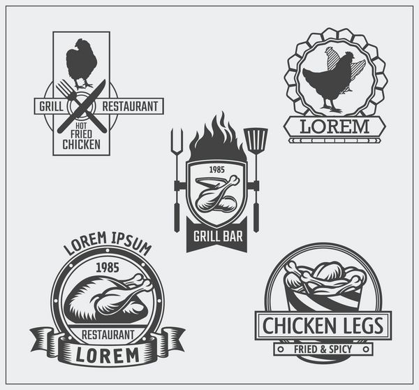 مجموعه ای از برچسب مرغ نشان و عناصر طراحی