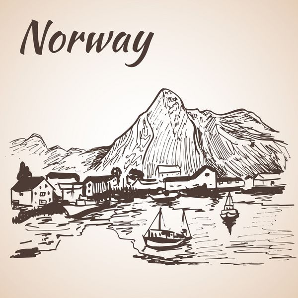 نروژ - بندر اسکله طرح جدا شده بر روی پس زمینه سفید