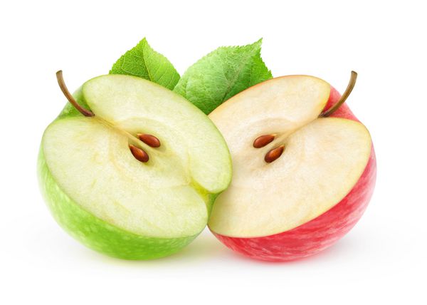 دو نیمه جدا شده سیب