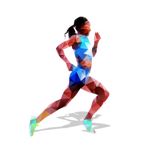 دویدن زن دونده شبح وکتور هندسی ورزش تابستانی