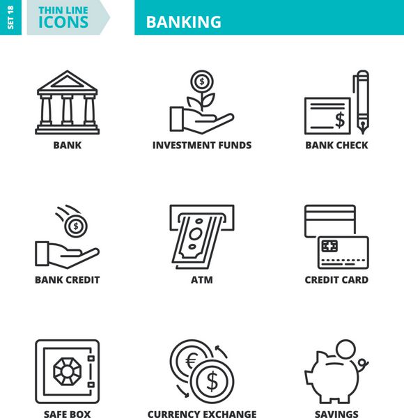 نمادهای خط نازک بانکداری