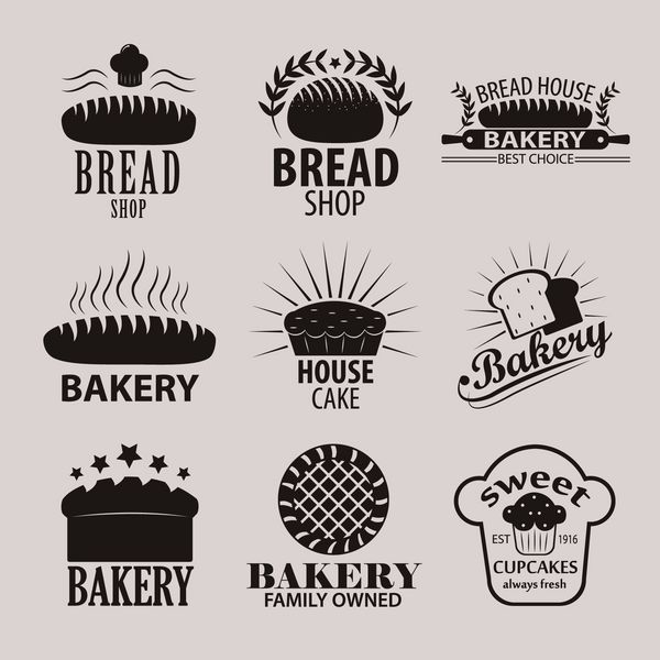 مجموعه ای از لوگوها برچسب ها نشان ها و عناصر طراحی نانوایی و مغازه نان