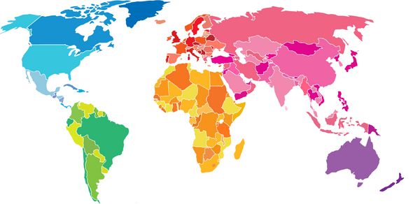 نقشه جهان سیاسی نقشه جهانی دقیق از رنگ های رنگین کمان