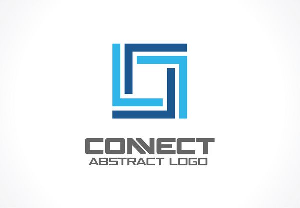 لوگوی انتزاعی برای شرکت تجاری عنصر طراحی هویت شرکتی صنعت امور مالی ایده لوگوی بانک گروه مربع یکپارچه سازی شبکه مفهوم تعامل فناوری نماد اتصال وکتور رنگی