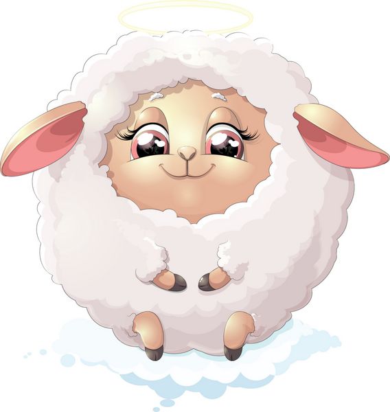 گوسفند nyashnye در پس زمینه سفید