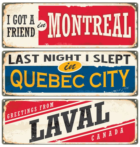 مجموعه تابلوهای فلزی قدیمی شهرهای کانادا