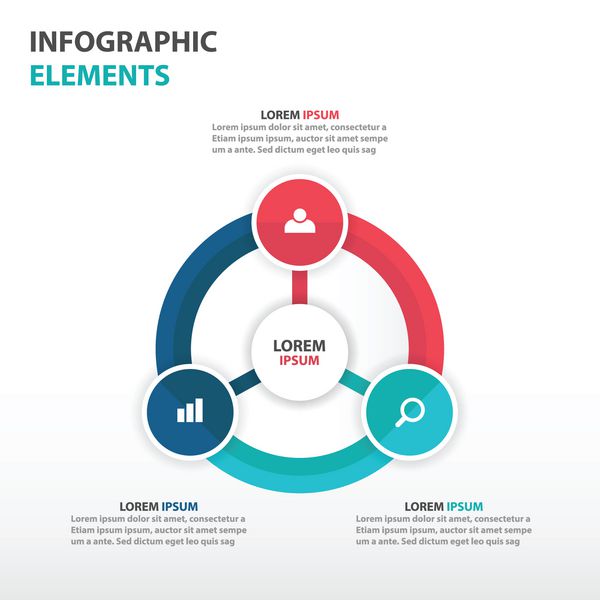 عناصر اینفوگرافیک کسب و کار دایره انتزاعی وکتور طرح مسطح قالب ارائه برای تبلیغات بازاریابی طراحی وب