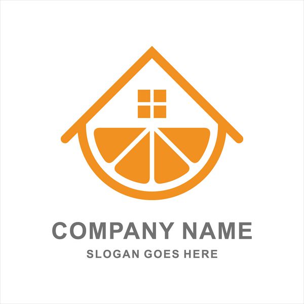 الگوی طراحی لوگوی داخلی وکتور شکل خانه لیمویی نارنجی