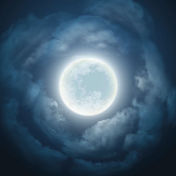 آسمان شب با ماه و ابر وکتور