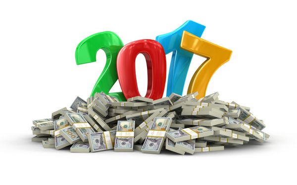 سال نو 2017 و دلار تصویر با مسیر برش