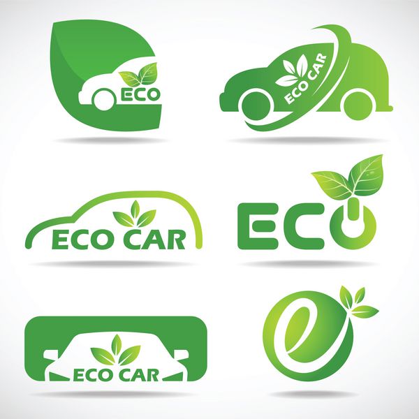 لوگوی اکو خودرو - طرح ست وکتور تابلو و برگ سبز رنگ