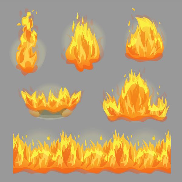 مجموعه عناصر طراحی آتش شعله ور