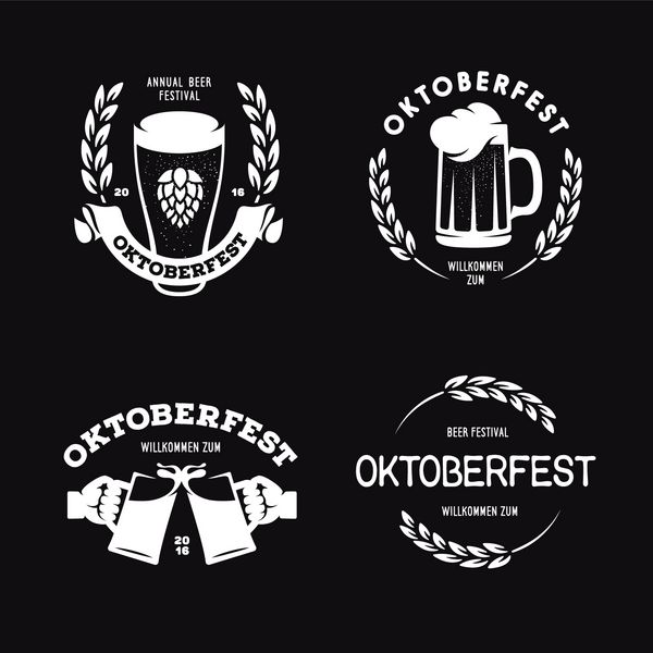 جشنواره آبجو Oktoberfest برچسب‌های سبک رترو نشان‌ها و عناصر طراحی را نشان می‌دهد وکتور تصویر قدیمی