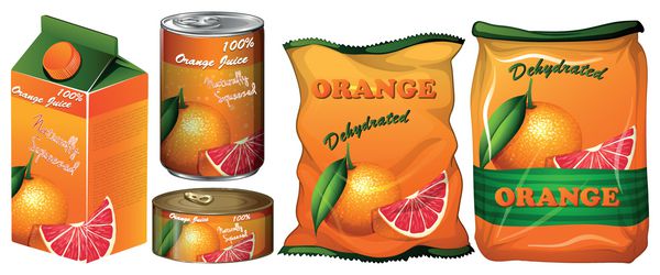 پرتقال آب شده در بسته بندی های مختلف