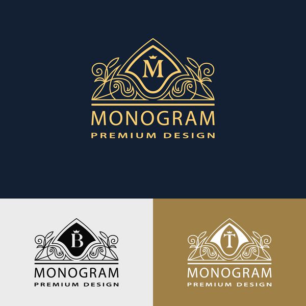 عناصر طراحی مونوگرام قالب برازنده طراحی آرم لاین آرت زیبا قاب زیبا نماد حرف M B T برای رستوران طراحی وب بوتیک هتل هرالدیک جواهرات وکتور