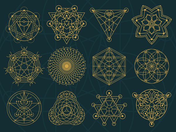 مجموعه هندسه مقدس و نمادهای جادویی انتزاعی 3