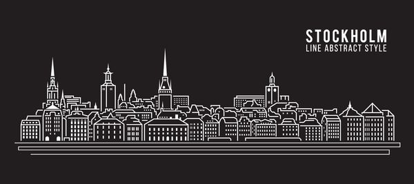 طراحی وکتور وکتور خط هنر ساختمان منظره شهری - شهر استکهلم