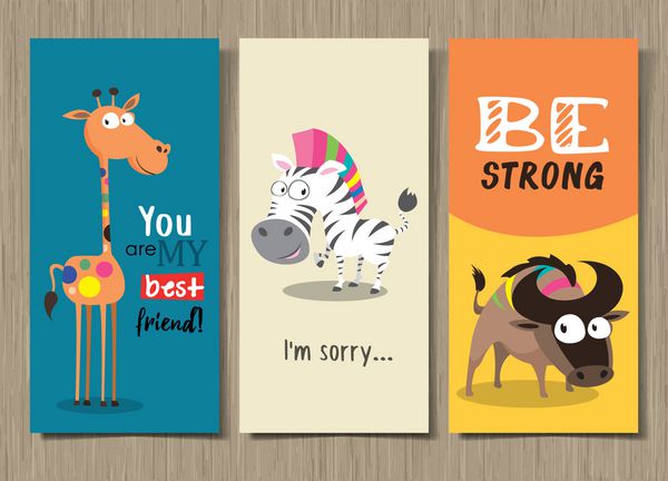 مجموعه ای از کارت های زیبا برای مناسبت های مختلف با حیوانات کارتونی زیبا