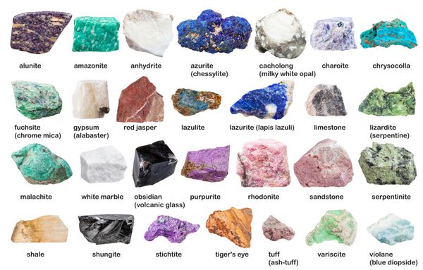 مجموعه ای از سنگ های تزئینی و مواد معدنی با نام