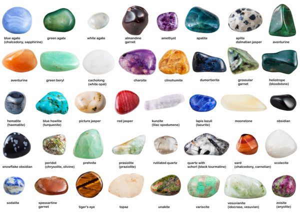 مجموعه ای از سنگ های قیمتی مختلف با نام