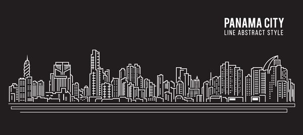 طراحی وکتور وکتور خط هنر ساختمان منظره شهری - شهر پاناما