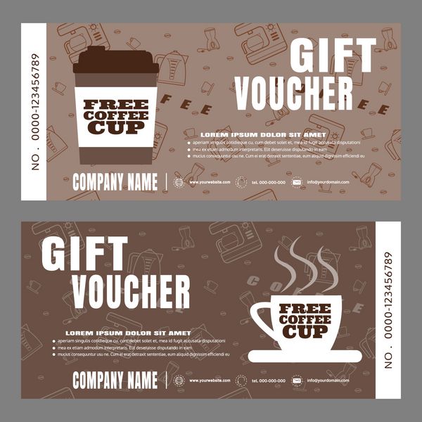 تصویر وکتور کوپن هدیه خالی برای افزایش فروش قهوه در یک کافه