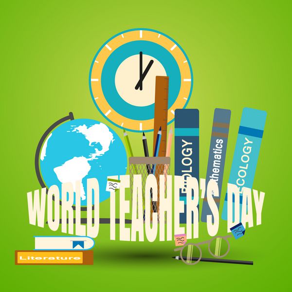 وکتور از پوستر روز جهانی معلم در زمینه سبز گرادیان