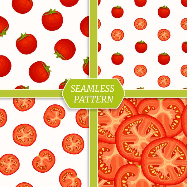 مجموعه پس زمینه گوجه فرنگی مجموعه ای از الگوهای بدون درز با گوجه فرنگی قرمز