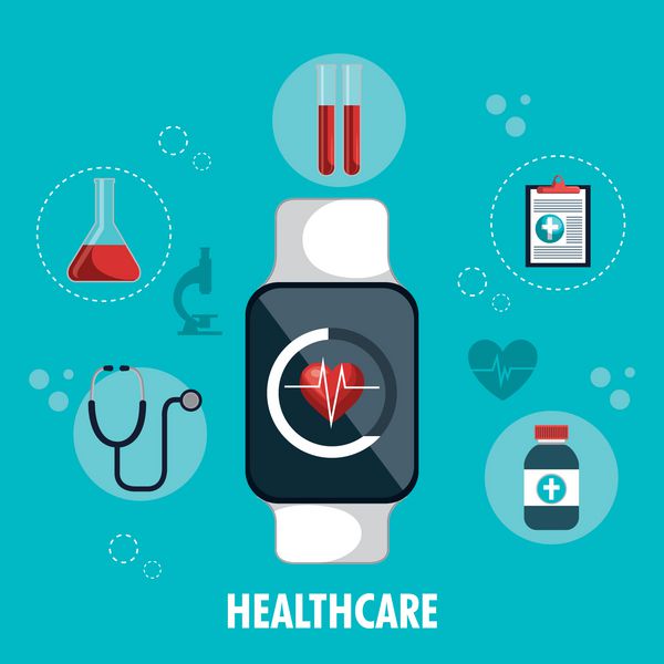 وکتور برنامه سرویس بهداشتی دیجیتال ساعت هوشمند