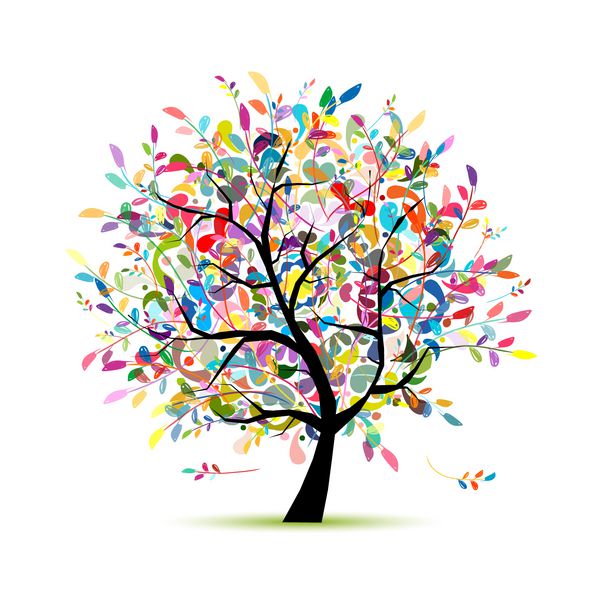 درخت هنر رنگارنگ برای طراحی شما