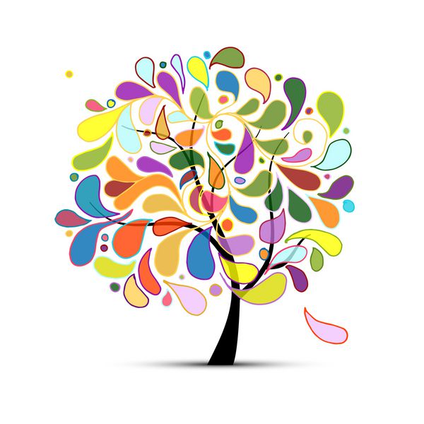 درخت هنری رنگارنگ برای طرح شما
