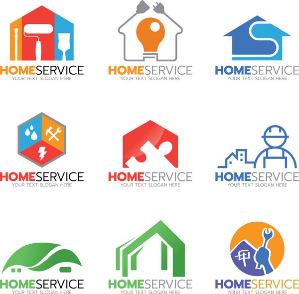 طراحی مجموعه تصویر وکتور لوگوی خدمات و تعمیرات خانه