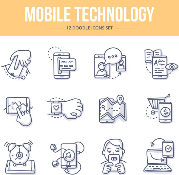 نمادهای Doodle Technology Mobile