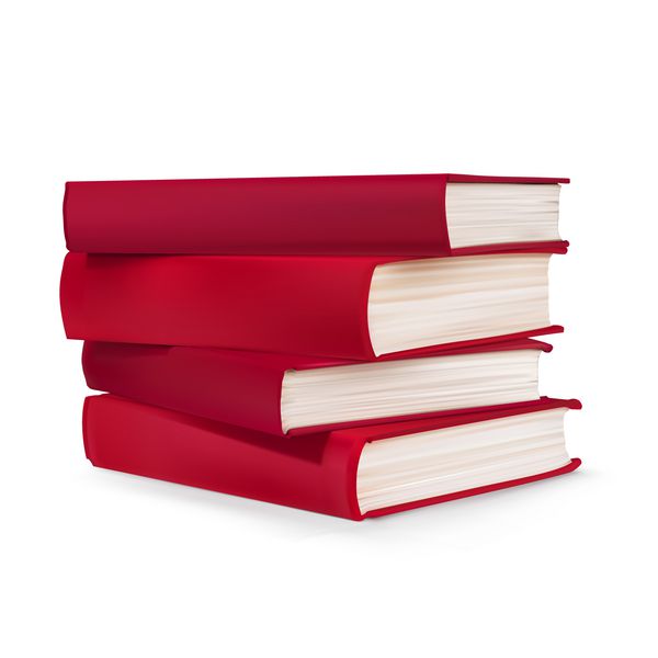 انبوهی از وکتور کتابهای قرمز بسته جدا شده روی سفید