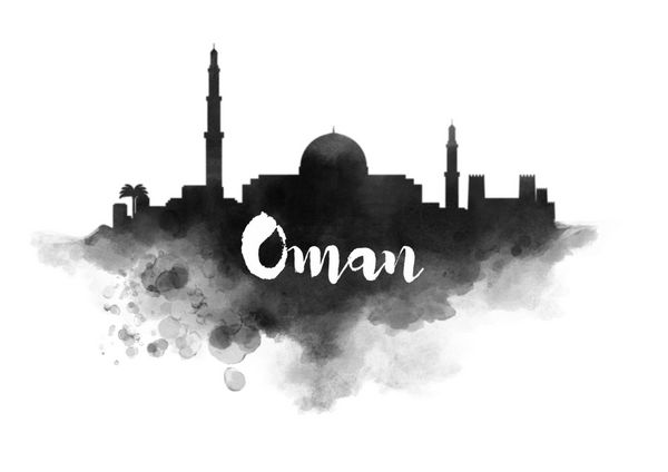 آبرنگ خط افق شهر عمان