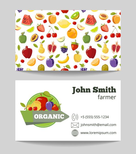 قالب کارت ویزیت کشاورز میوه های ارگانیک
