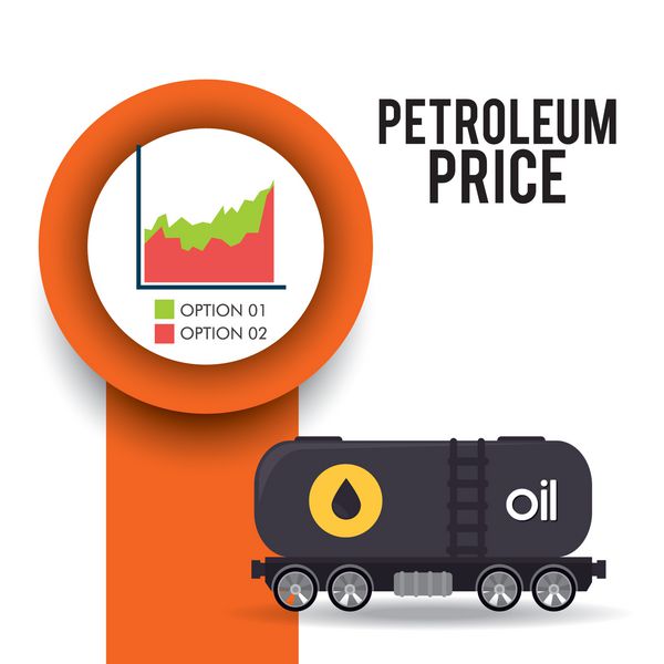مخزن ظرف با روغن و نمودار گرافیکی موضوع قیمت نفت وکتور