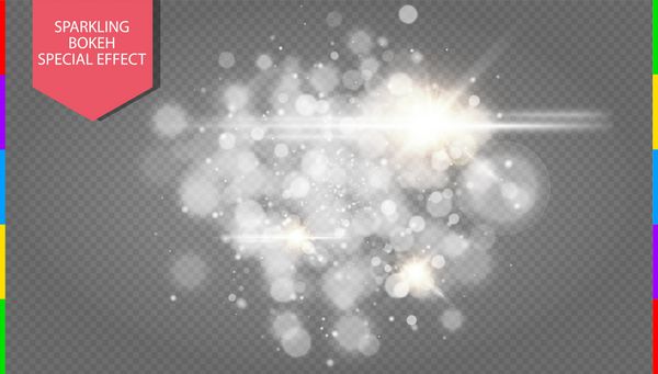 انفجار افکت بوکه سفید انتزاعی با جرقه طراحی مدرن انفجار ستاره درخشان یا افکت نور آتش بازی پس زمینه شفاف وکتور نور می درخشد مفهوم کریسمس اثر جادویی سوسو زدن