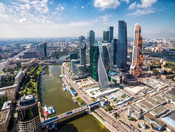 نمای هوایی مسکو با مرکز شهر