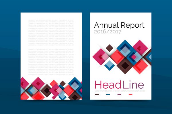 مجموعه ای از صفحات جلو و عقب با اندازه a4 قالب های طراحی گزارش سالانه تجاری