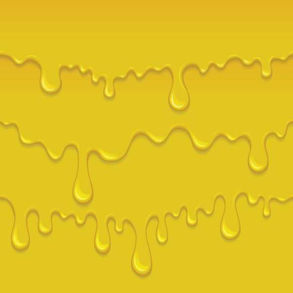 وکتور پس زمینه با عسل جاری تصویری از چکه و جریان مایع چسبنده طلا پاشیدن شربت نارنجی شیرین کارامل رنگ یا روغن الگوی بدون درز انتزاعی